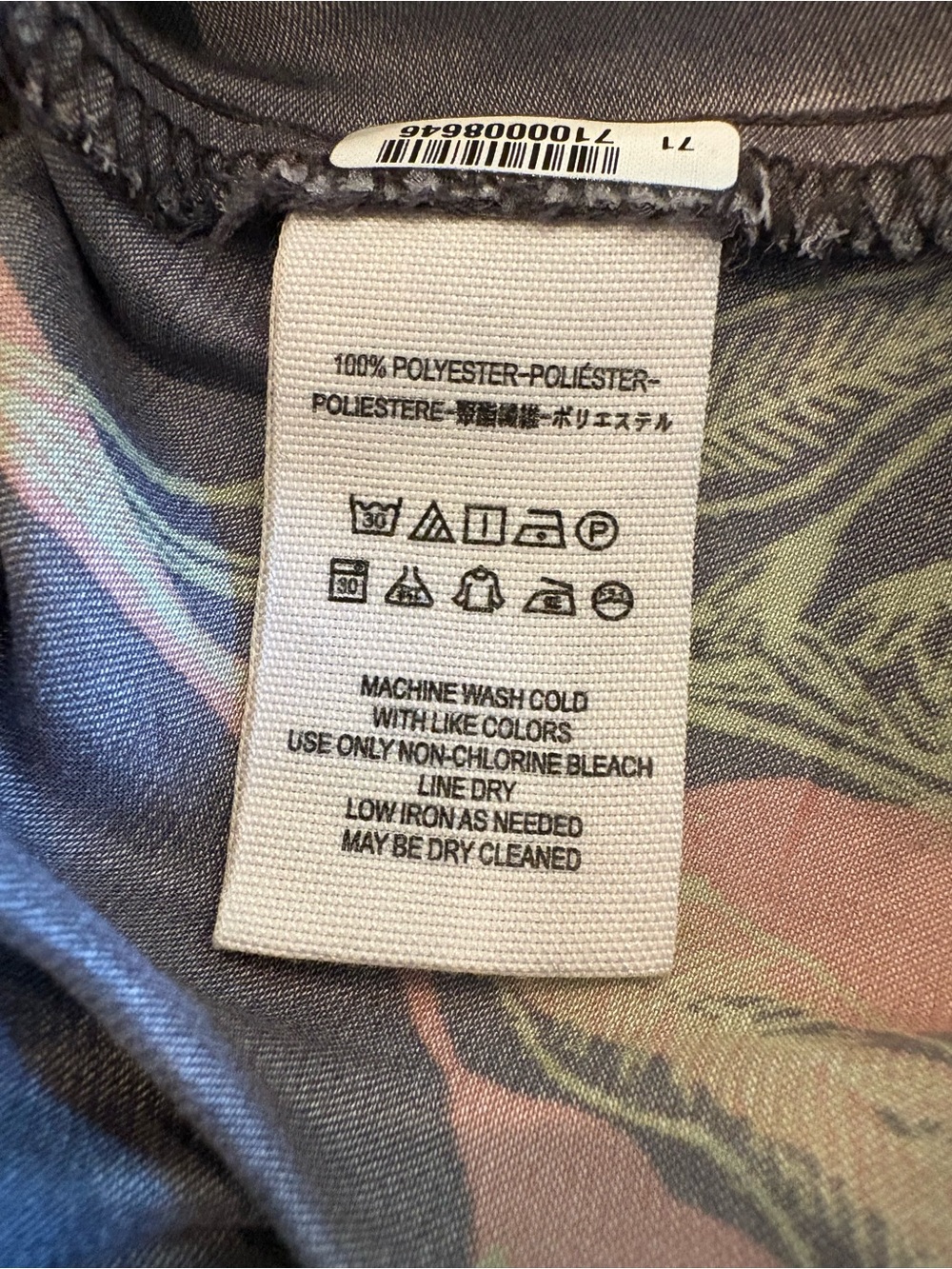 Free People Dark Grey Maxi Skirt with Pinkish Orange and Light Green Leaf Print - Picture 4 of 5